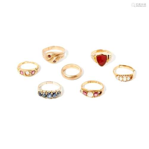 A collection of gem set rings