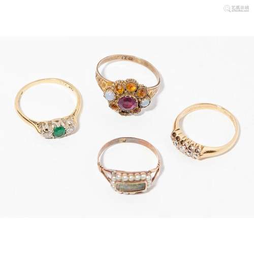 A collection of gem set rings