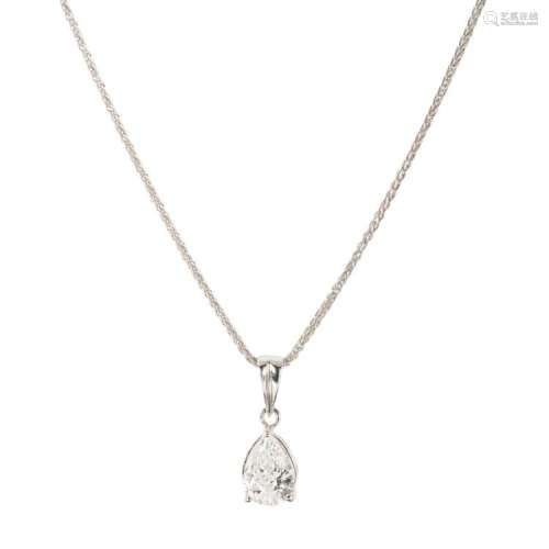 A single stone diamond pendant Estimated total diamond weight: 1.05cts