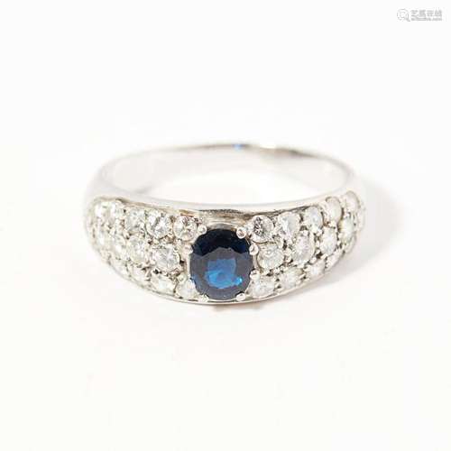 A sapphire and diamond set ring Ring size: Q/R