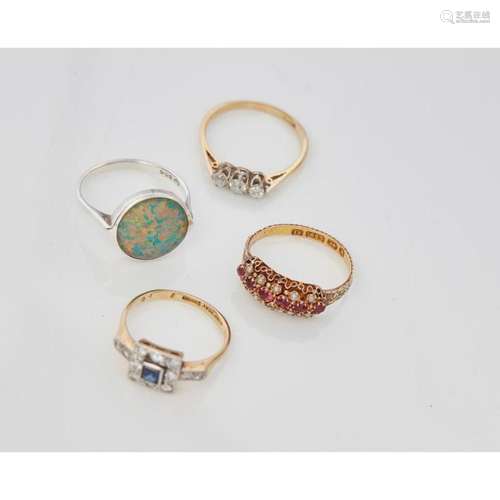 A collection of gem set rings Ring sizes: N, P, O, Q