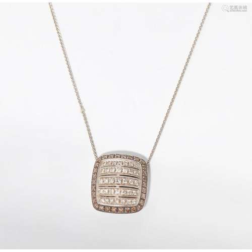 A modern diamond set pendant necklace Length of pendant: 21mm