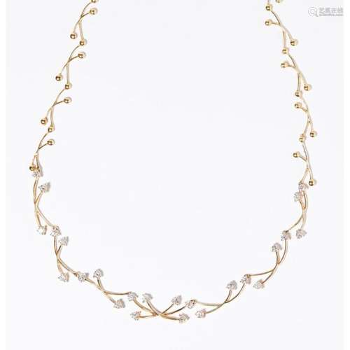 A diamond set necklace Length: 40cm, estimated total diamond weight: 1.92cts