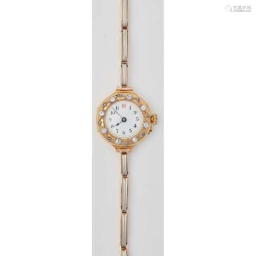 A lady's diamond set 18ct gold wrist watch Case diameter: 25mm, dial diameter: 17mm