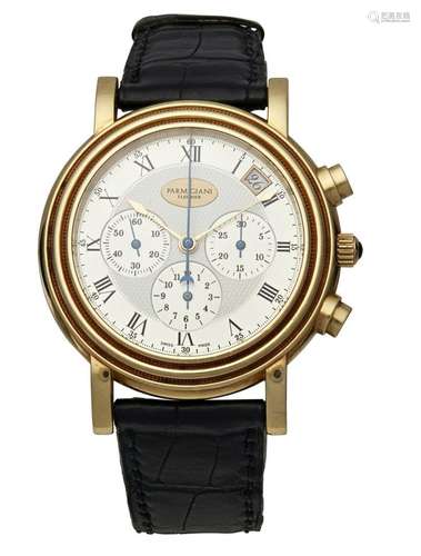 A gentleman's 18ct gold chronograph, Parmigiani Case diameter: 41mm, dial diameter: 30mm