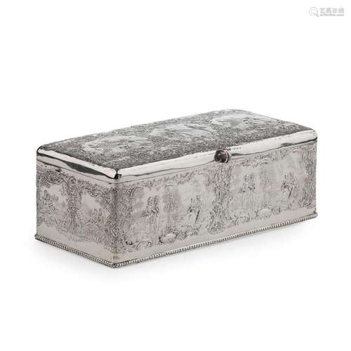 A large Dutch silver table cigar box Width: 25cm