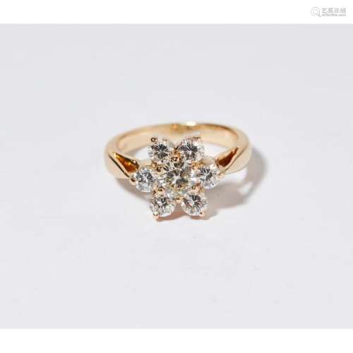 A diamond set cluster ring Ring size: M/N, estimated total diamond weight: 1.95cts