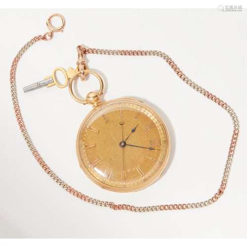 An 18ct gold cased pocket watch Case diameter: 48mm, dial diameter: 44mm