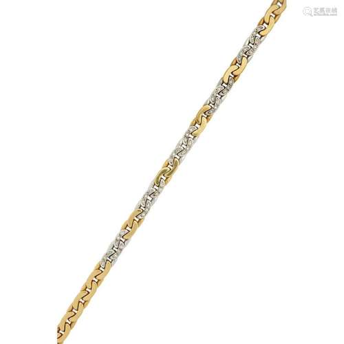 A modern diamond set necklace Length: 40cm, estimated total diamond weight: 0.40cts