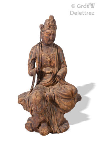 Chine, période Yuan Sujet en bois représentant re...