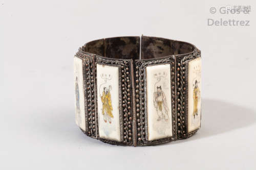 Chine, début XXe siècle Bracelet articulé en cuiv...