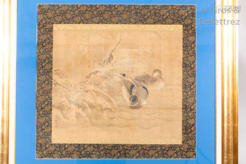Chine, XIXe siècle Peinture à l'encre sur soie, r...