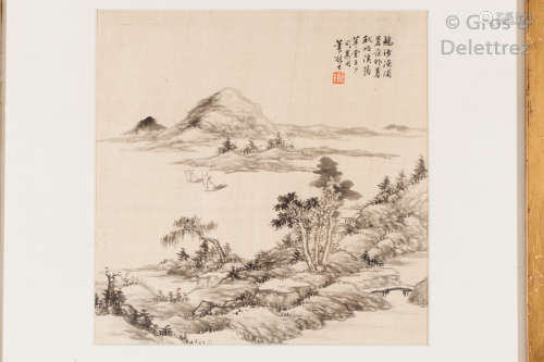 Chine, XIXe siècle Deux peintures à l'encre sur p...