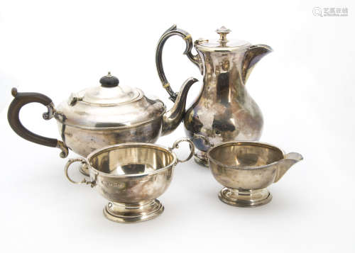 An Art Deco period three piece silver tea set