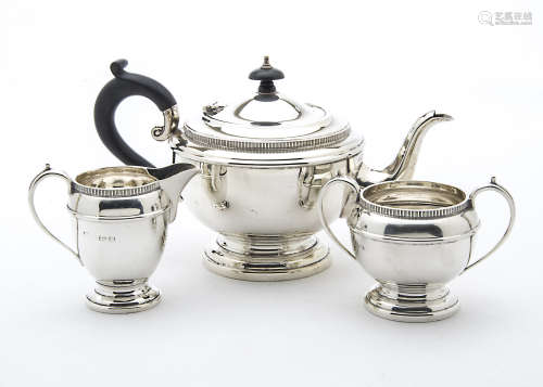 An Art Deco period silver three piece tea set by RWB