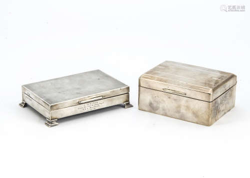 Two mid 20th Century silver cigarette boxes