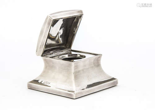 A late Victorian glass desk inkwell from Mappin Bros