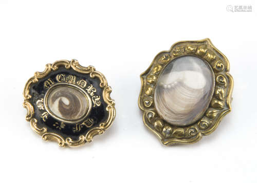 Two 19th Century mourning brooches