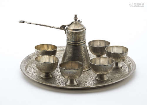 A vintage Egyptian silver tea set