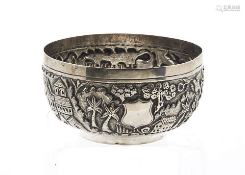 A vintage Indian silver sugar basin