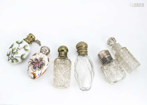 A group of six Victorian and later scent bottles