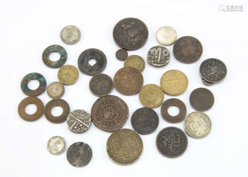 A small collection of antique world coins