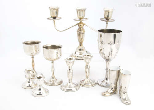 A collection of silver and silver plated items