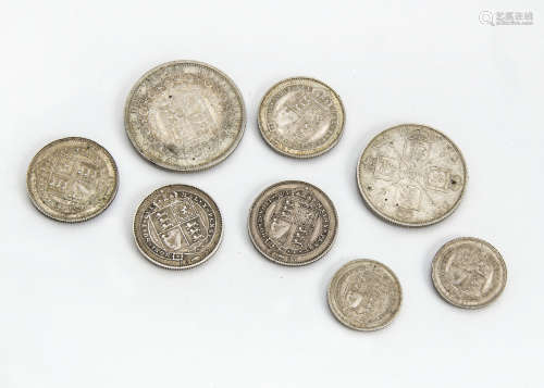 Eight Victorian coins