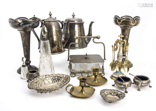A collection of Victorian and later silver and silver plated items
