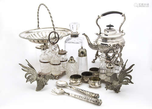 A collection of Victorian and later silver plated items