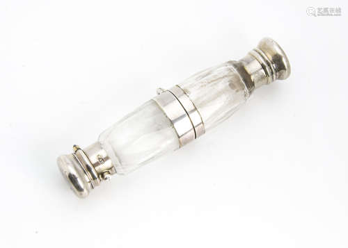 A nice Victorian cut glass and silver double ended scent bottle