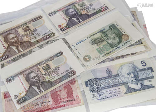 A collection of world bank notes