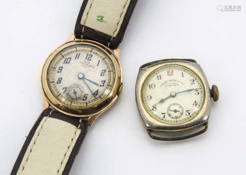 A vintage Tavannes 9ct gold mid size wristwatch