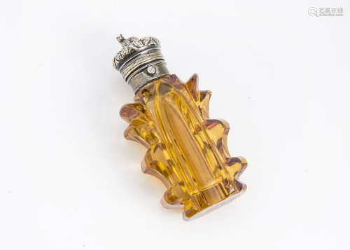 A Victorian cut glass and silver scent bottle