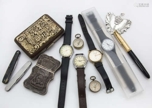 A collection of watches and other items