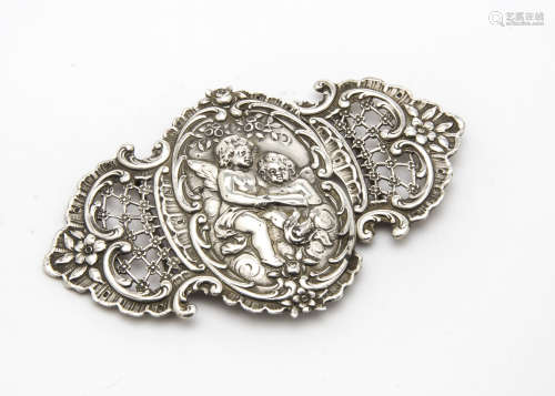 A late 19th Century continental silver belt buckle