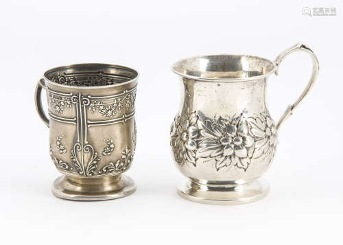 Two early 20th Century silver Christening tankards