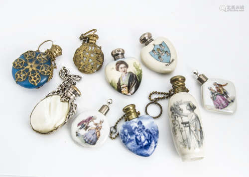 A collection of nine early 20th Century and later scent bottles