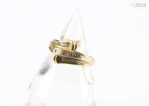 A 1980s gold and diamond dress ring