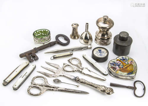 A collection of Victorian and later silver and other curios
