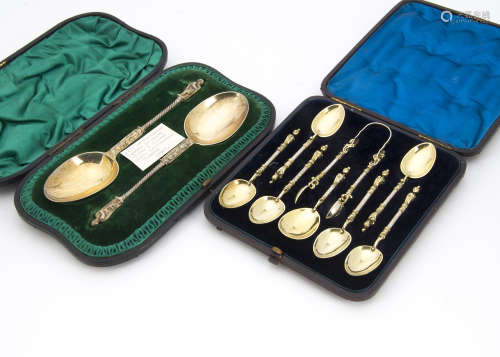 A cased pair of Victorian silver apostle spoons by James Wakely & Frank Wheeler