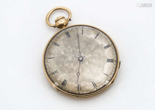 A late 19th Century French gold open faced striking or repeater pocket watch