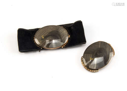 A pair of fine Georgian mourning bracelet clasp panels