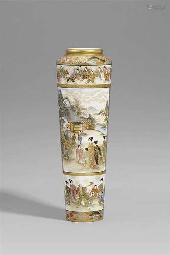 A slender and tall Satsuma vase. Kyoto. Late 19th century