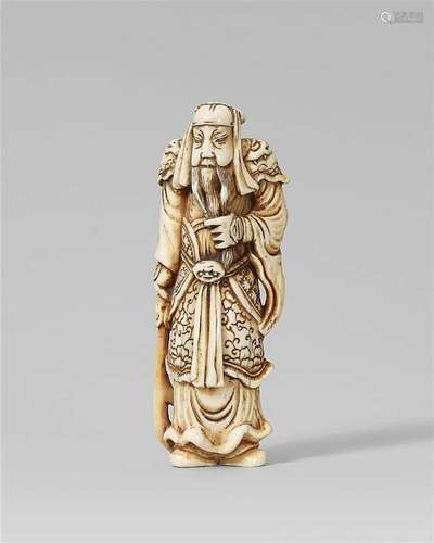 An ivory netsuke of Kan’u. Early 19th century