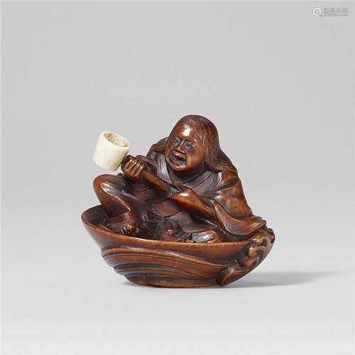 A Tokyo school boxwood netsuke of a shôjô, by Ryûkei. Mid-19th century