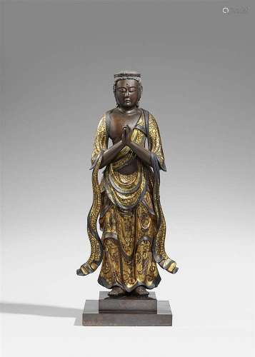 A gilt and lacquered wood figure of Seishi Bosatsu. Late Edo period