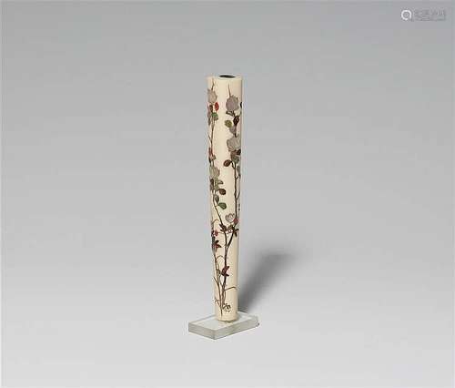 An ivory Shibayama umbrella handle. Late 19th century