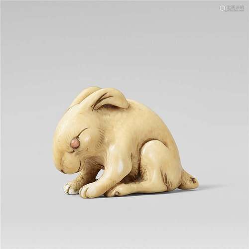 A good ivory netsuke of a hare, by Yoshimasa. Late 18th century