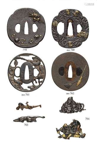 Three iron tsuba. Edo period